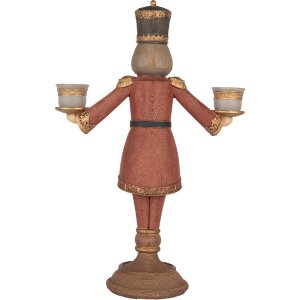 Clayre & Eef Svietnik Luskáčik 21x9x30 cm Červeno-zlatý