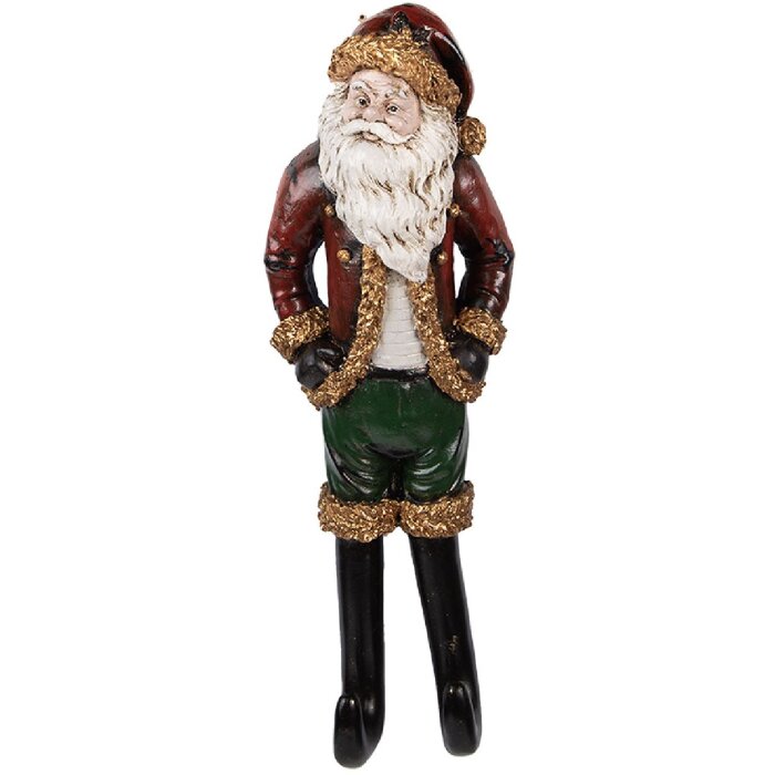 Clayre & Eef 6PR5588 Nástenná dekorácia Santa Claus 13x7x39 cm červeno-zelená