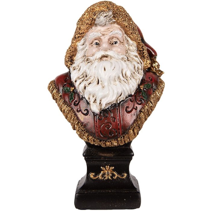 Clayre & Eef 6PR5589 Dekoračná busta Santa Claus 10x8x17 cm červená