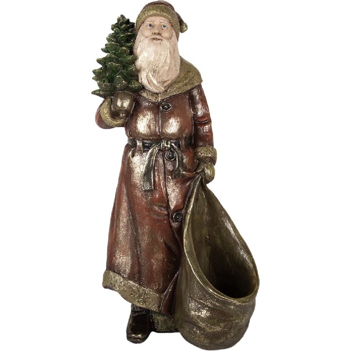 Clayre & Eef 6PR5590 Dekorácia Santa Claus 24x17x47 cm Červeno-zlatá