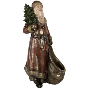 Clayre & Eef 6PR5590 Dekorácia Santa Claus 24x17x47 cm Červeno-zlatá