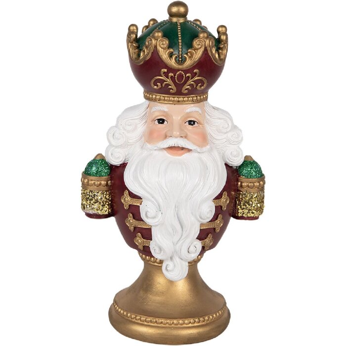 Clayre & Eef Dekoračná busta Santa Claus s LED 15x10x26 cm