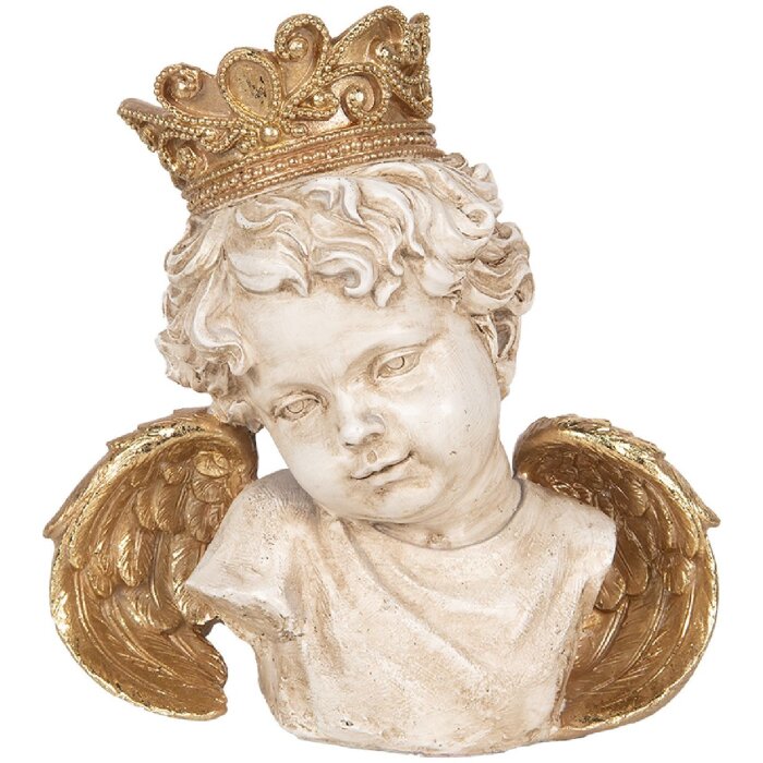 Clayre & Eef 6PR5698 Dekoračný anjel Béžovo-zlatý 21x12x22 cm
