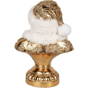 Clayre & Eef Dekoračná busta Santa Claus 23x15x32 cm Bielo-zlatá