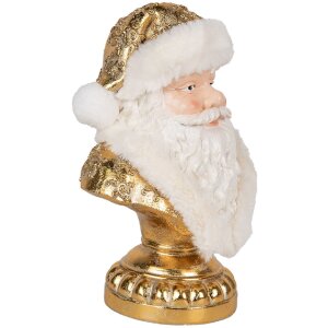 Clayre & Eef Dekoračná busta Santa Claus 23x15x32 cm Bielo-zlatá