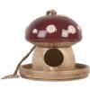 Clayre & Eef Dekoračný vtáčik béžovo-červený 13x13 cm