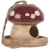 Clayre & Eef Dekoračný vtáčik béžovo-červený 13x13 cm