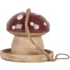 Clayre & Eef Dekoračný vtáčik béžovo-červený 13x13 cm