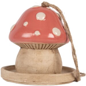 Clayre & Eef Dekoratívna vtáčia búdka Béžovo-ružová 13x13 cm