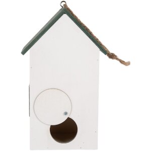 Clayre & Eef 6H2440 Vtáčia búdka 15x10x22 cm bielo-zelená
