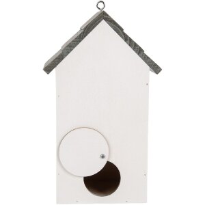 Clayre & Eef 6H2441 Vtáčia búda 15x10x22 cm bielo-šedá