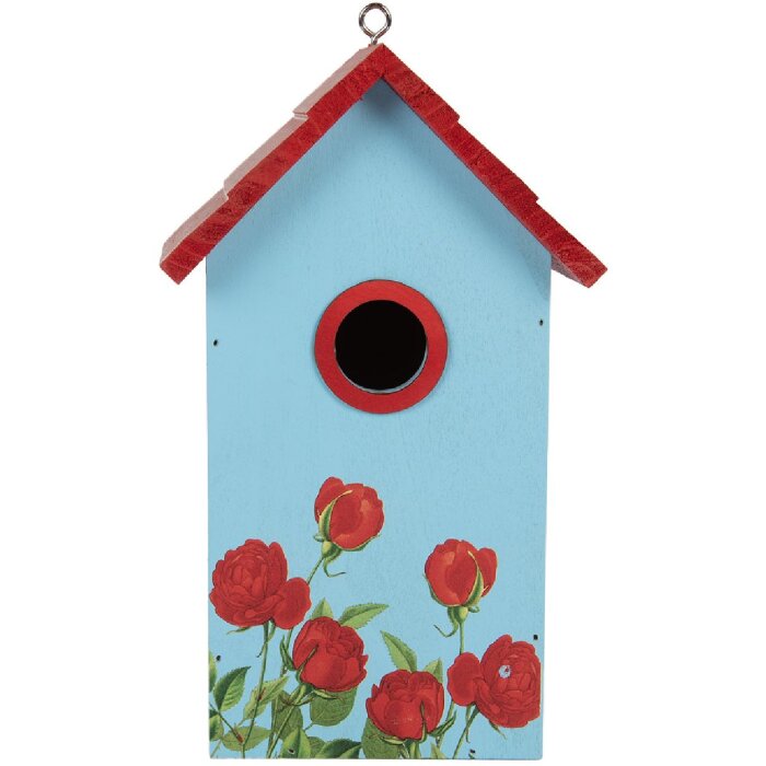 Clayre & Eef Vtáčí domček 6H2447 15x10x22 cm Modro-červený