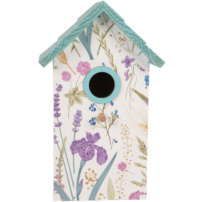 Clayre & Eef Vtáčí domček 6H2451 15x10x22 cm biely-tyrkysový