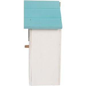 Clayre & Eef Vtáčí domček 6H2451 15x10x22 cm biely-tyrkysový