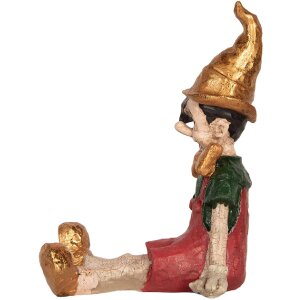 Clayre & Eef Pinocchio 13x13x19 cm béžovo-červená figúrka