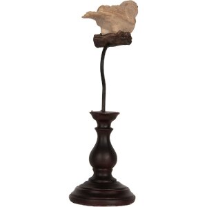 Clayre & Eef Dekorácia Vták 12x7x21 cm Béžová Hnedá