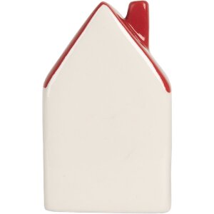 Clayre & Eef Dekoračný domček s LED 6x5x10 cm biely/červený