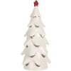 Clayre & Eef Dekoračný vianočný stromček s LED 11x25 cm biely/červený