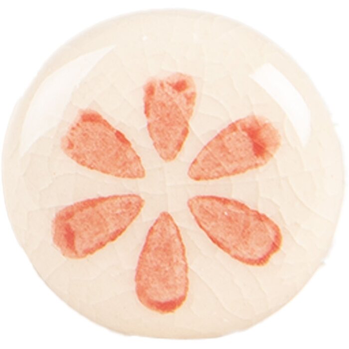 Clayre & Eef 66275O kľučka béžovo-oranžová 3x3 cm keramická