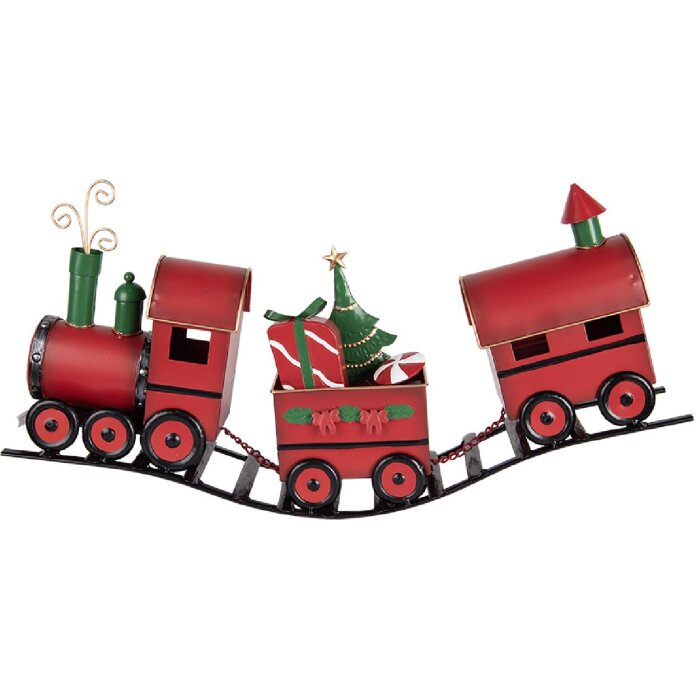 Clayre & Eef Dekoračný vlak 63x13x31 cm červený kovový