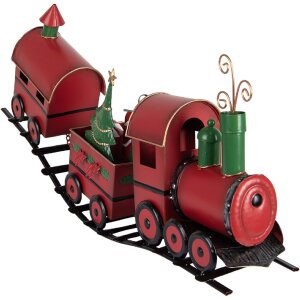Clayre & Eef Dekoračný vlak 63x13x31 cm červený kovový