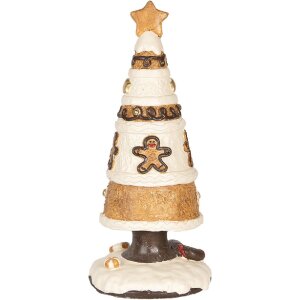 Clayre & Eef 6MG0145 Dekoračný vianočný stromček hnedo-béžový Ø 24x51 cm