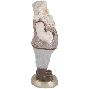 Clayre & Eef 6PR5521 Dekorácia Santa Claus 8x6x15 cm Béžovo-šedá