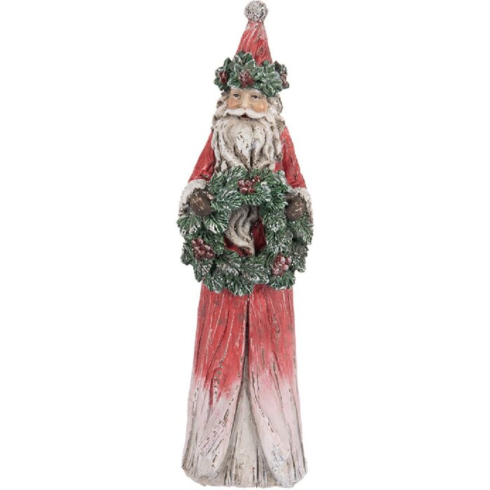 Clayre & Eef Dekorácia Santa Claus 7x6x24 cm Červená/Zelená