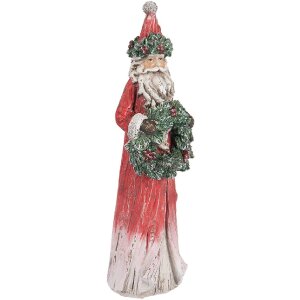 Clayre & Eef Dekorácia Santa Claus 7x6x24 cm Červená/Zelená