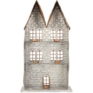 Clayre & Eef 6Y5811 Svietnik Domčeky 30x13x54 cm Sivý
