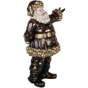 Clayre & Eef 5PR0172 Dekorácia Santa Claus 58x33x76 cm Červená/Zlatá