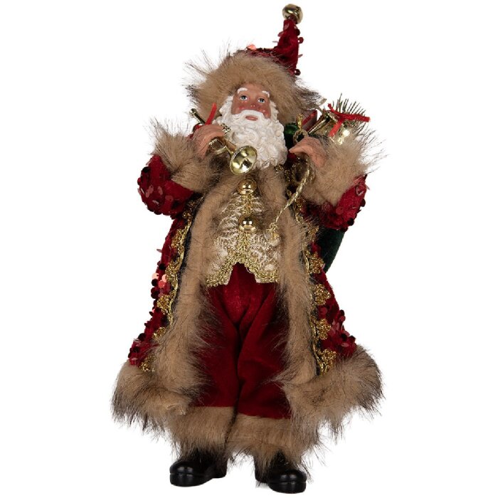 Clayre & Eef Vianočná dekorácia Santa Claus 16x12x31 cm červená
