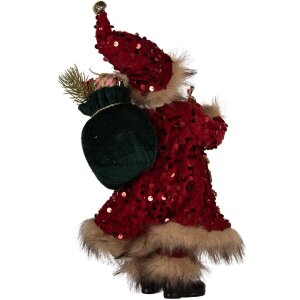 Clayre & Eef Vianočná dekorácia Santa Claus 16x12x31 cm červená