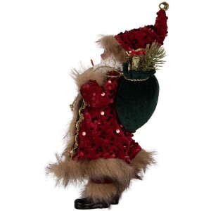 Clayre & Eef Vianočná dekorácia Santa Claus 16x12x31 cm červená