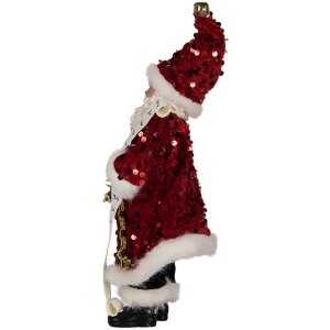 Clayre & Eef Dekorácia Santa Claus 16x8x28 cm červená