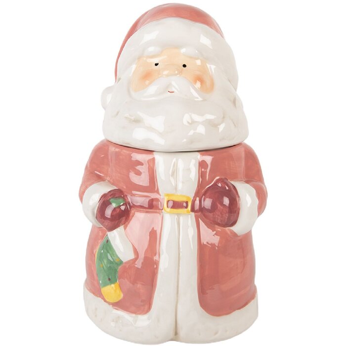 Clayre & Eef 6CE2215 Nádoba s vekom 15x26 cm Ružová/Biela