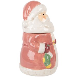 Clayre & Eef 6CE2215 Nádoba s vekom 15x26 cm Ružová/Biela
