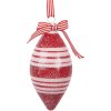 Clayre & Eef Vianočná guľa Ø 6x13 cm červeno-biela