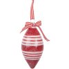 Clayre & Eef Vianočná guľa Ø 6x13 cm červeno-biela