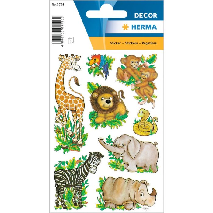 Dekoratívne etikety HERMA DECOR jungle animals 3 listy