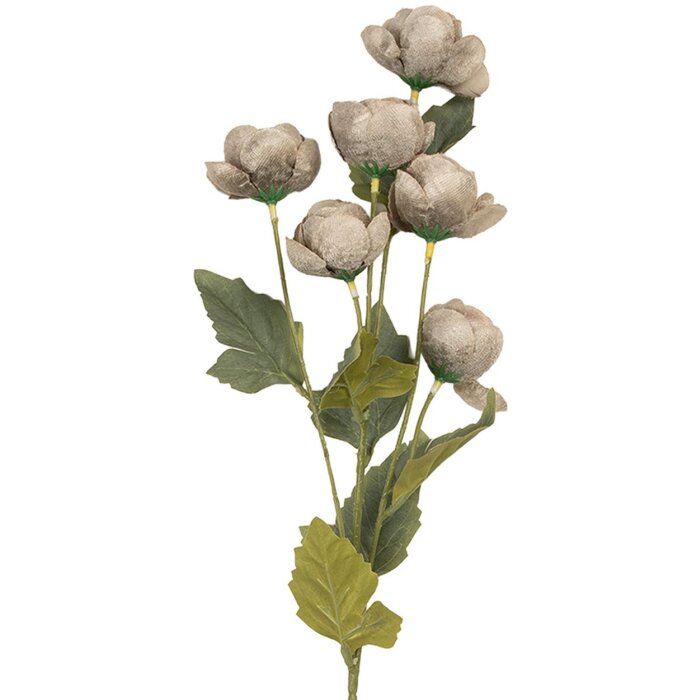 Clayre & Eef 6PL0409G Dekoratívna vetva s kvetmi 10x10x63 cm šedo-zelená