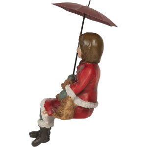 Clayre & Eef Dekorácia Dieťa so psíkom 10x7x19 cm červeno-hnedej farby