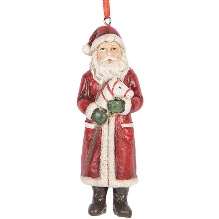Clayre & Eef Závesník Santa Claus 4x3x11 cm Červeno-biely