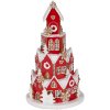Clayre & Eef Dekoračný domček s LED Ø 13x22 cm Červeno-biely