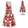 Clayre & Eef Dekoračný domček s LED Ø 13x22 cm Červeno-biely