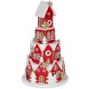 Clayre & Eef Dekoračný domček s LED Ø 13x22 cm Červeno-biely
