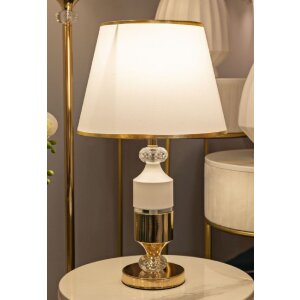 Mauro Ferretti stolná lampa Gipsy zlatá biela 30x52 cm E27