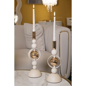 Mauro Ferretti Svieťnik Saturn krémový – 2-dielna sada