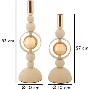 Mauro Ferretti Svieťnik Saturn krémový – 2-dielna sada