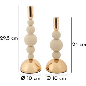 Mauro Ferretti svietnik Bolly krémový – 2-dielna sada 10x24/29,5 cm